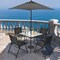 Costway 6PCS Patio Furniture Dining Set Folding Chairs Glass Table W/Umbrella Deck Grey